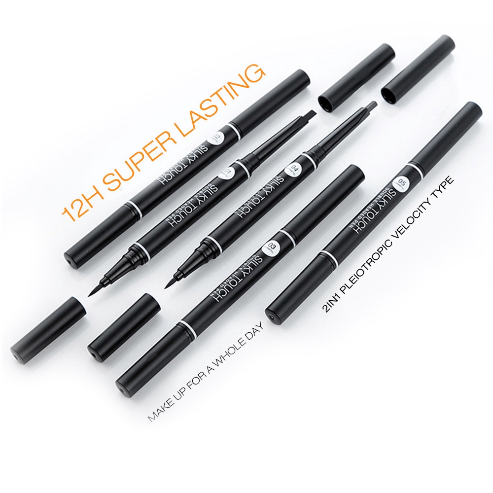 YANQINA Double-headed Auto-rotating Five-color Eyebrow Pencil Cool Black Eyeliner Long-lasting Waterproof Non-blooming