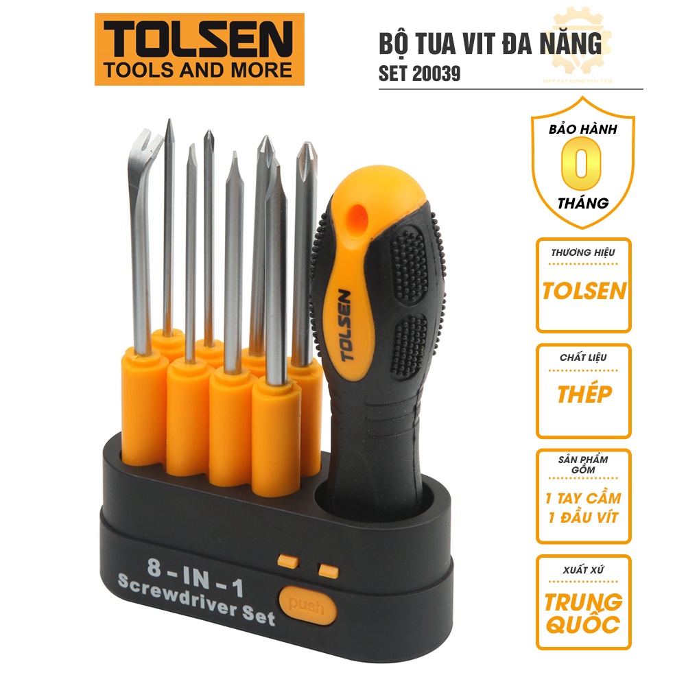 Bộ tua vít đa năng 8 trong 1 TOLSEN 8in1 Screwdriver Set 20039 cao cấp