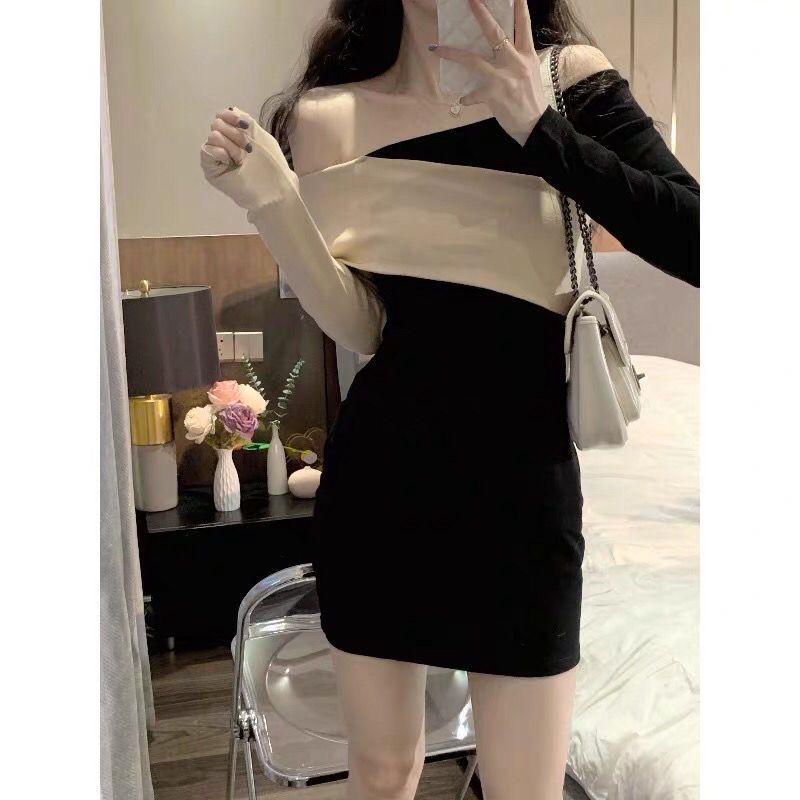 ORDER TB-   VÁY BODY PHỐI TAY MÀU CHÉO VẠT SANG CHẢNH