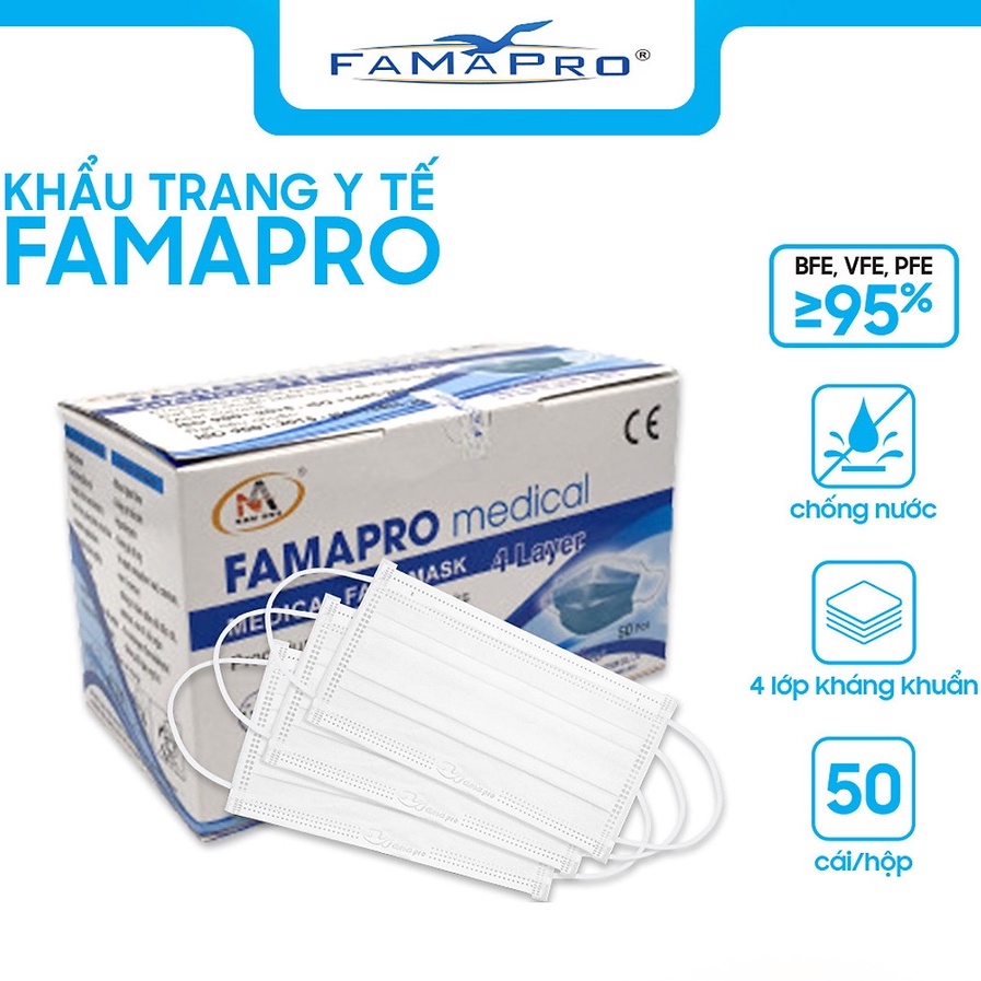 Khẩu Trang Y Tế 4 Lớp Kháng Khuẩn Cao Cấp Famapro