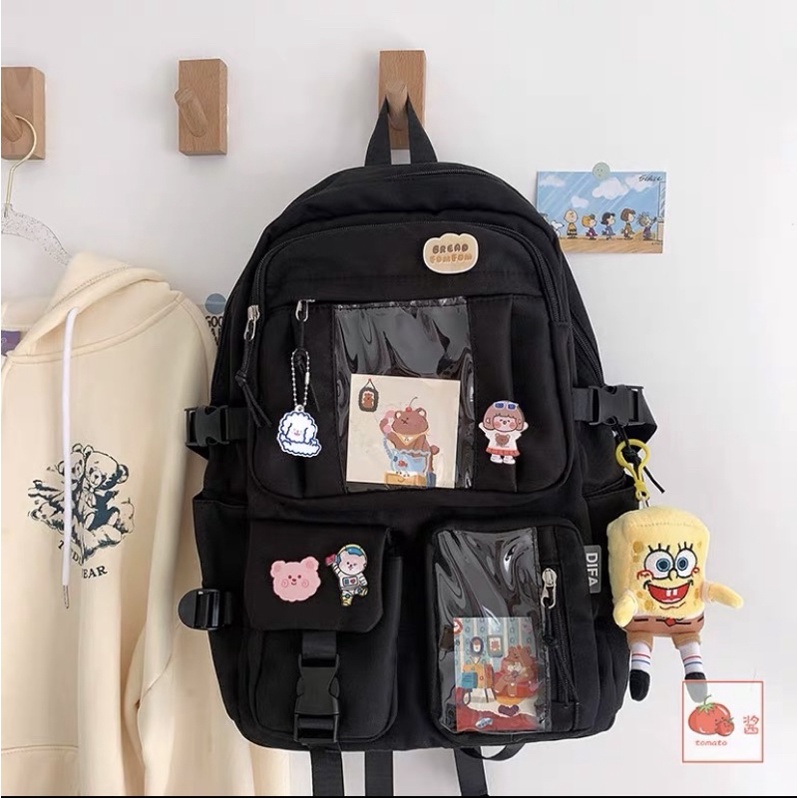 Balo hàn quốc vải bố 2túi trong