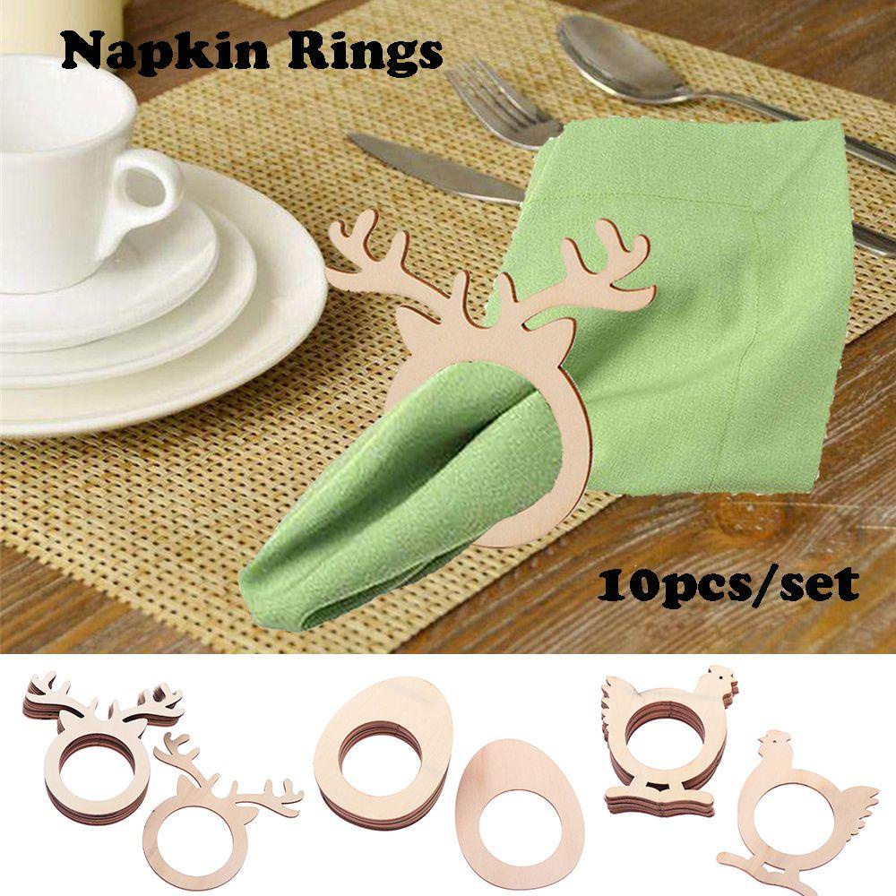 LANSEL Set 10 Vòng Nhẫn Bằng Gỗ Dùng Trang Trí Khăn Ăn DIY