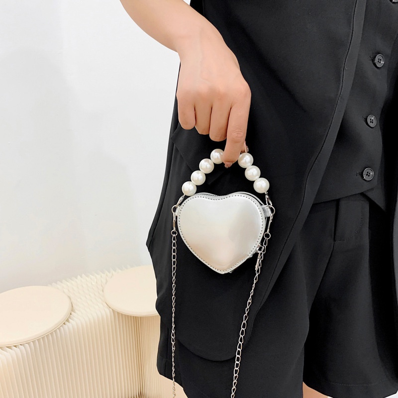 Dây Xích Ngọc Trai Trái Tim Nhỏ Xinh Trang Trí Túi Xách Phong Cách Hàn Quốc Mới 2022