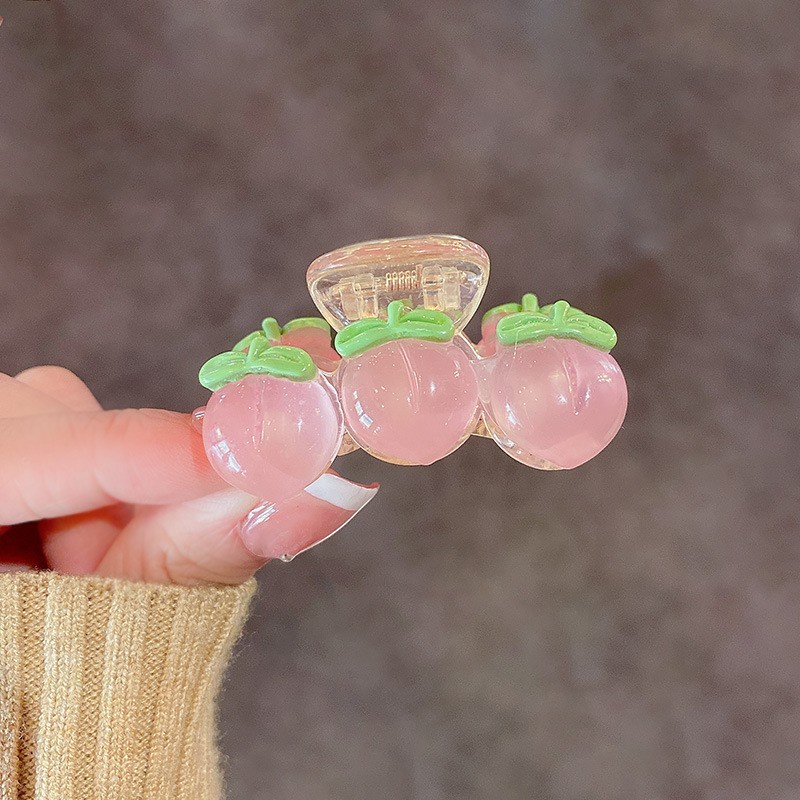 Kẹp Tóc Trong Suốt Màu Hồng Đào Hình Cá Mập Phong Cách Hàn Quốc Ngọt Ngào
