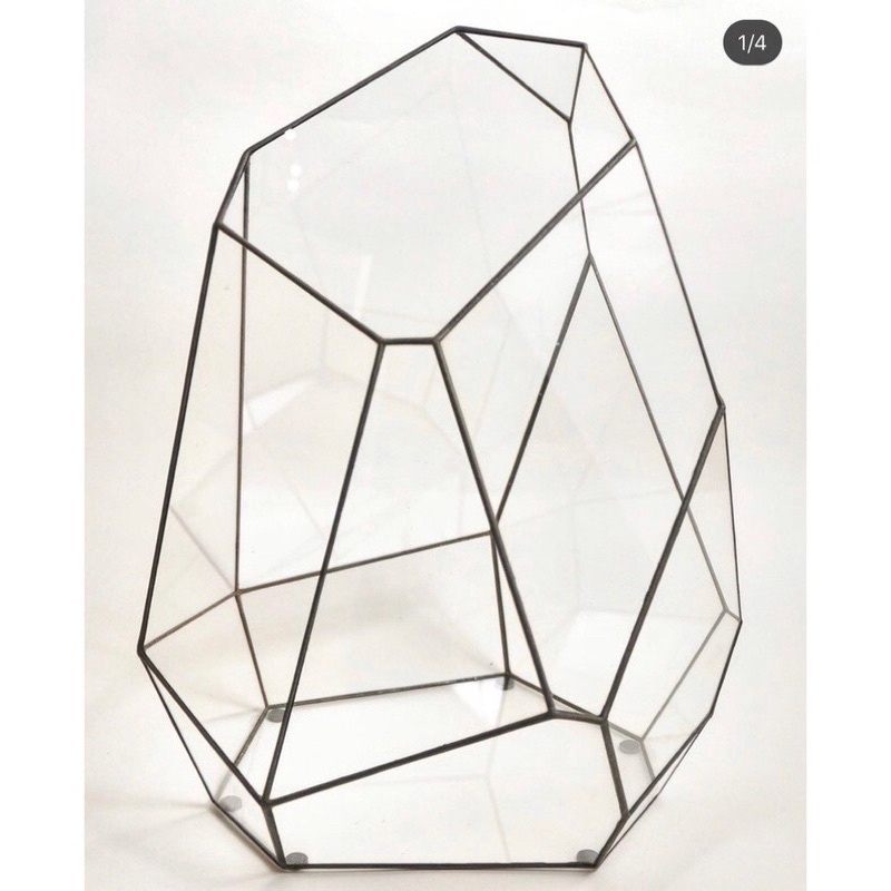 Bể kính đa giác dùng trang trí bán cạn, terrarium kích thước D27xR25xC35 ( Tặng hít kính)