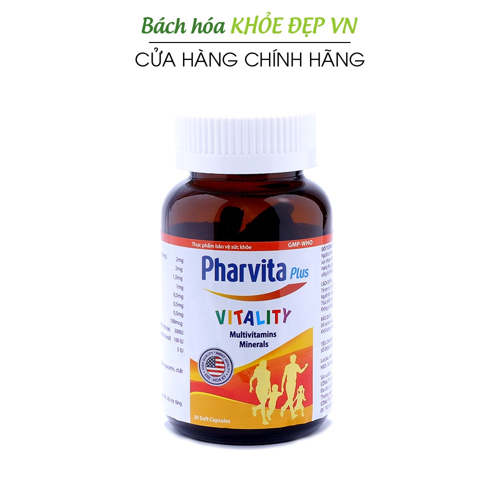 Vitamin tổng hợp Pharvita Plus Cam bồi bổ cơ thể, tăng sức đề kháng Chai 30 viên | Thế Giới Skin Care