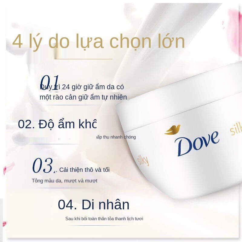 Kem Dove dưỡng ẩm làm trắng da toàn thân bổ sung keratin giữ hương thơm lâu dài Làn da trắng mịn