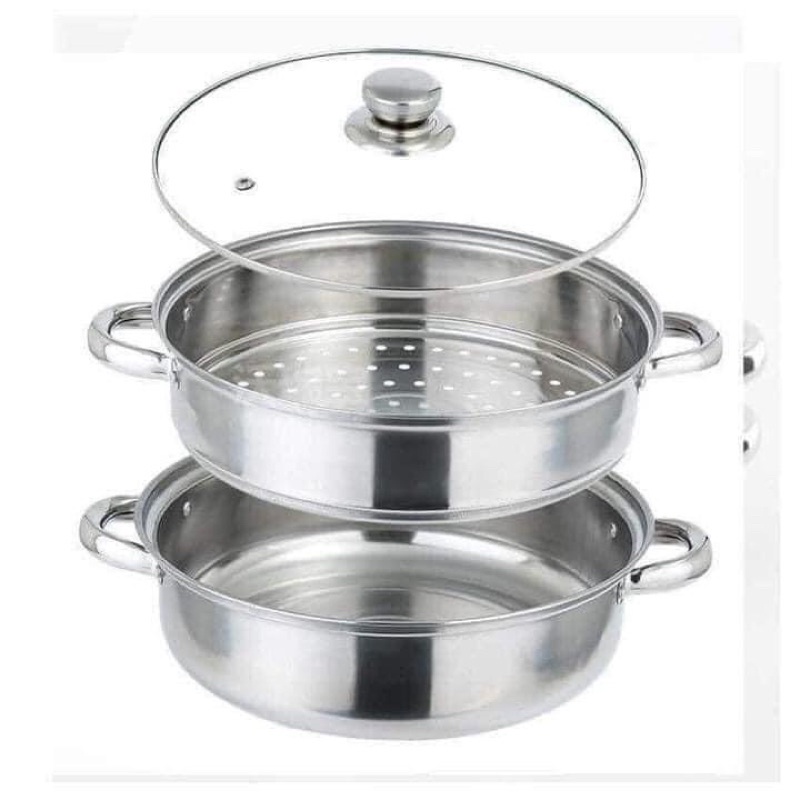 Nồi hấp 2 tầng inox cao cấp vung kính anhduonghomekit