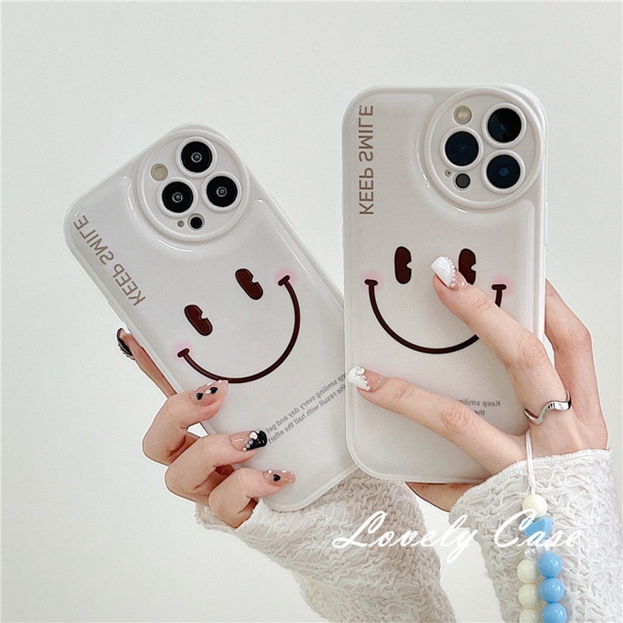 IPhone 14 13 12 11 Pro Max XS Max XR X XS 8 7 + SE 2020Ốp Điện Thoại Mềm Hình Mặt Cười Đơn Giản Cho
