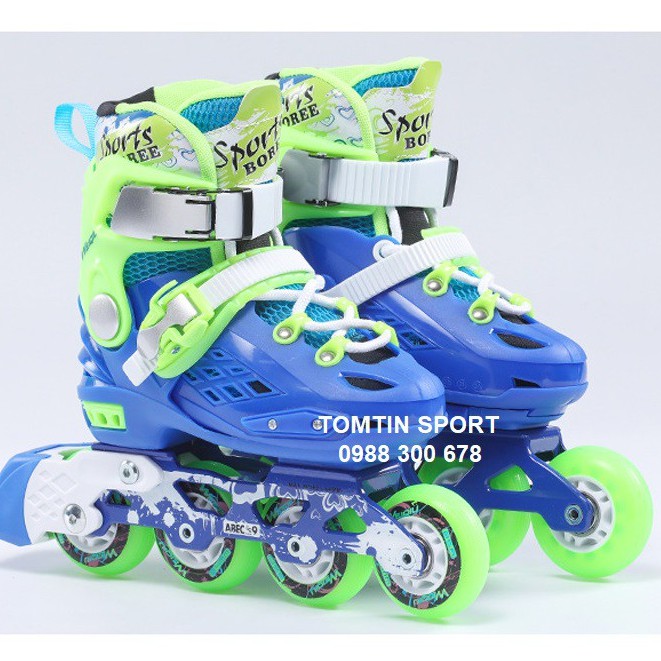 Giày trượt patin trẻ em cao cấp Weiqui Sport Boree kèm bảo hộ chân tay  bánh cao su có đèn led, quà tặng sinh nhật