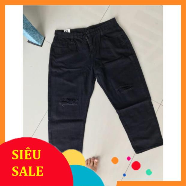 [ Sẵn 2xl 3xl 5xl ] Quần baggy jean có bigsize XL 2XL 3XL 4XL 5XL rách gối trắng đen -v11