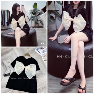 Áo Babydoll Nơ Cổ Tròn Form Thụng Dấu Quần