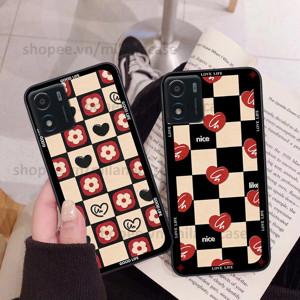Ốp Vivo Y01 in hình caro trái tim siêu đẹp, siêu nét đầy phong cách cá tính