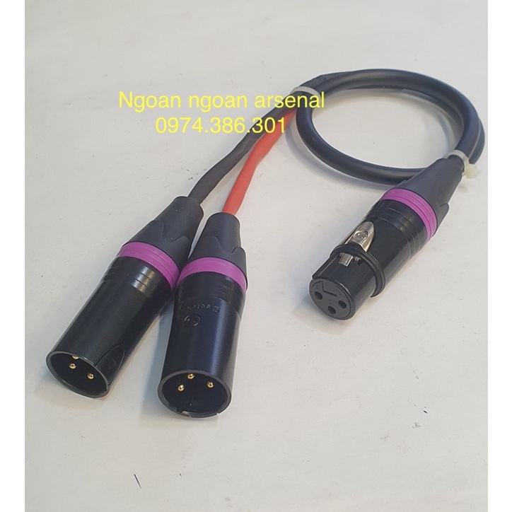 dây tín hiệu chia đôi 1 canon xlr cái ra 2 xlr đực có chân và ngược lại