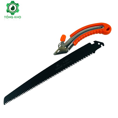 Cưa gỗ cầm tay, cưa cành lưỡi đen thép Kapusi 350mm kèm bao đựng cưa - Tổng kim khí điện nước