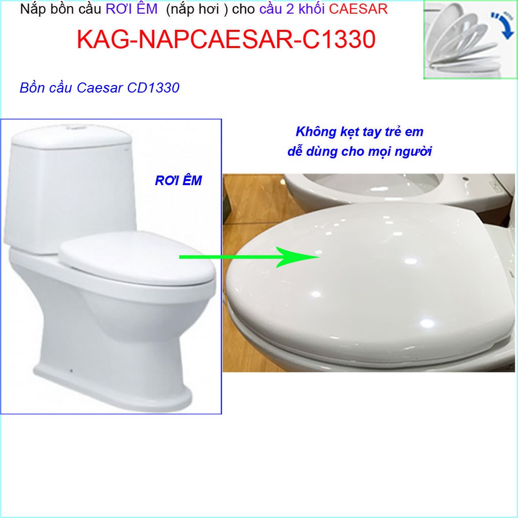 Nắp đậy bồn cầu Caesar C1330 trắng, nắp rơi êm bàn cầu 2 khối thân dài Linax C504-C702, Viglacer giá tốt chất lượng tốt