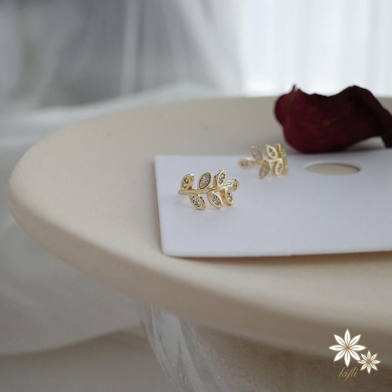 【kifli】 Khuyên kẹp vành tai hình chiếc lá đơn giản phong cách Hàn Quốc