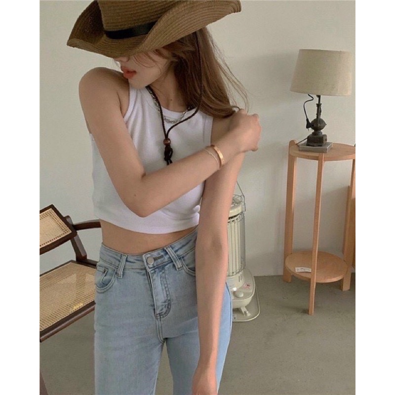 Áo Croptop 3 Lỗ Trơn Trắng - Đen basic T/P/p8888