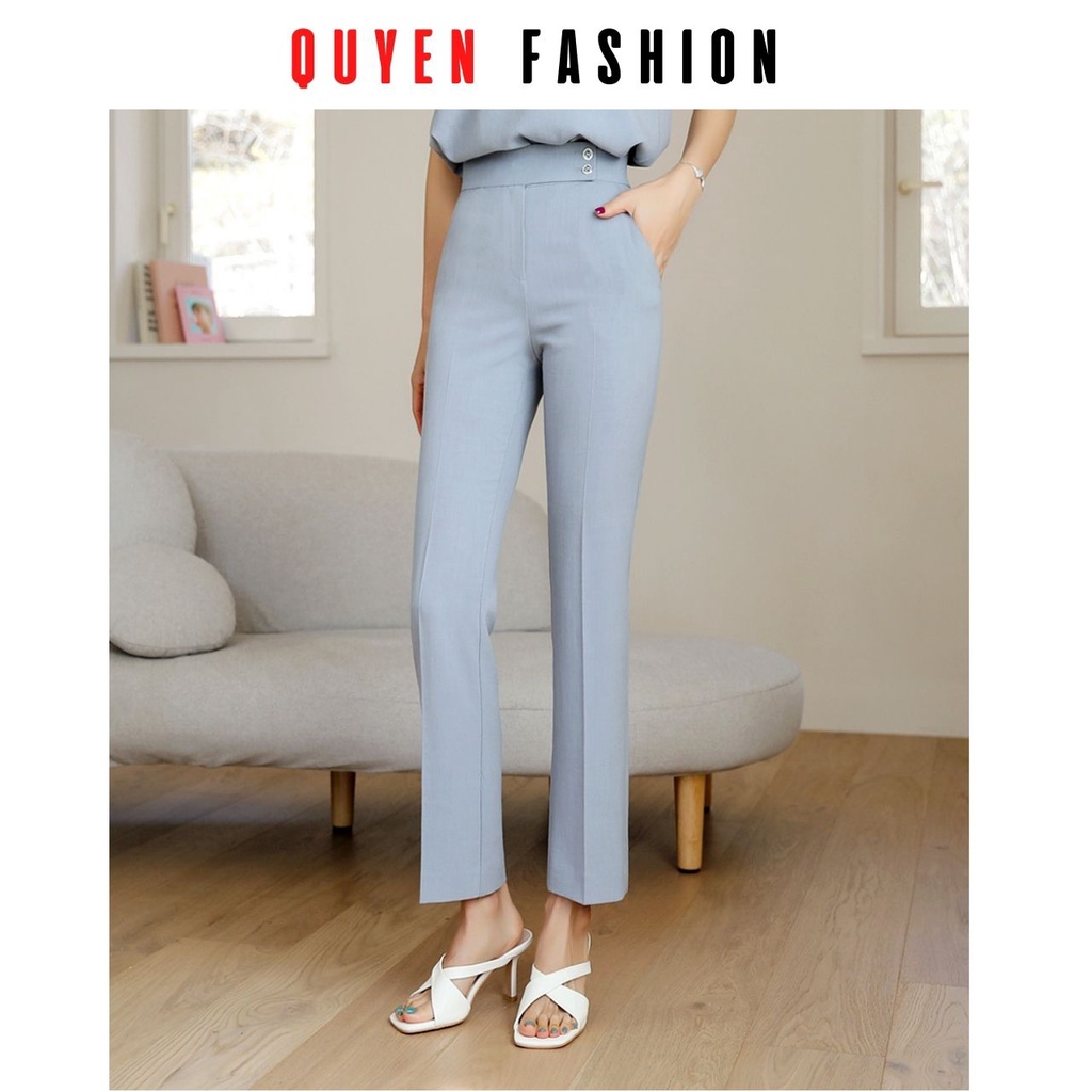 Quần tây nữ công sở màu xanh Pastel kiểu dáng suông đứng thời trang thanh lịch KQ136
