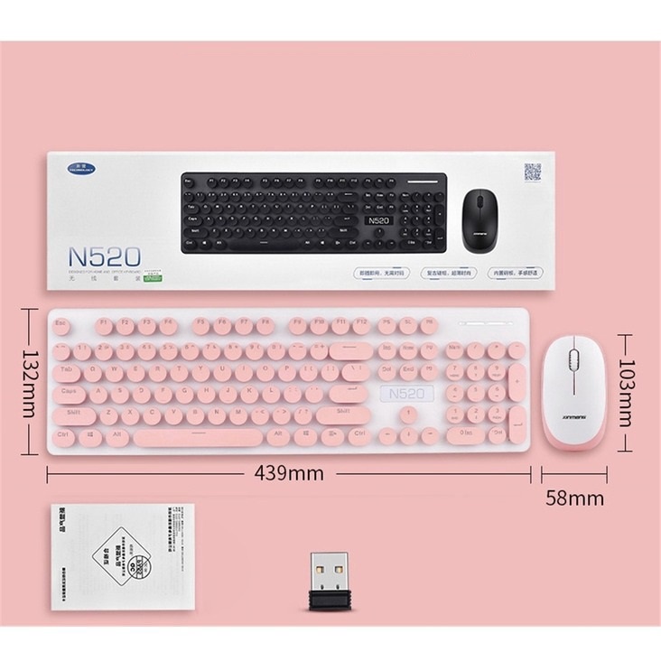 Bàn Phím Không Dây N520 Và Bàn Phím Có Dây N518 Tặng Kèm Chuột Không Dây Chống Tràn Nước