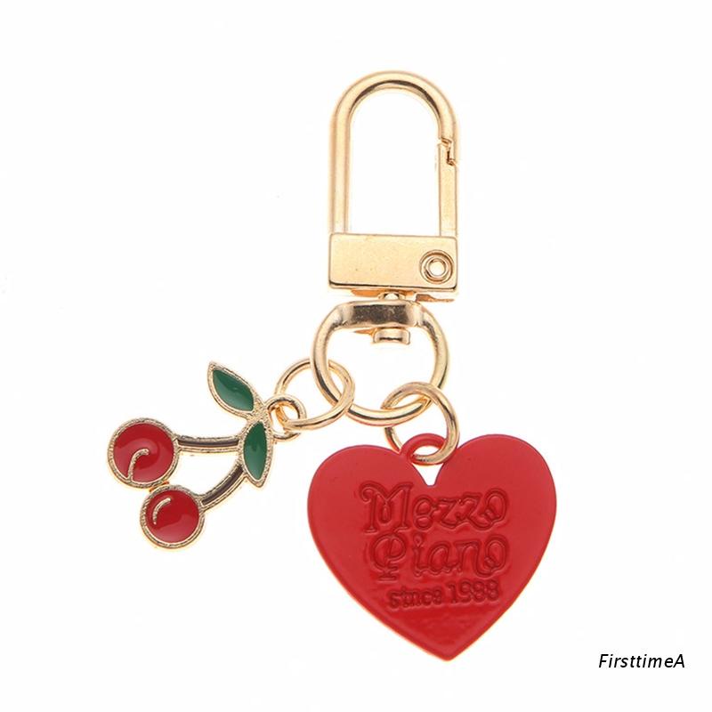 Móc khóa hình trái tim và cherry chống mòn chống gỉ cho túi xách trẻ em