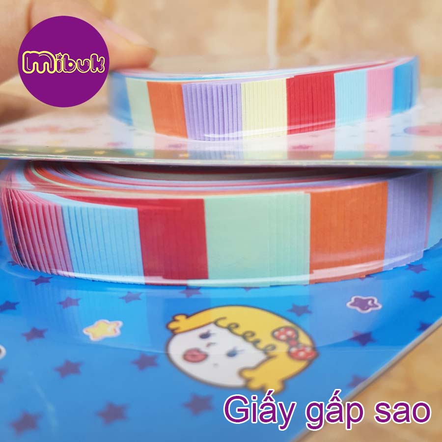 Giấy gấp sao nhiều màu, giấy tốt, vỉ hình trái tim