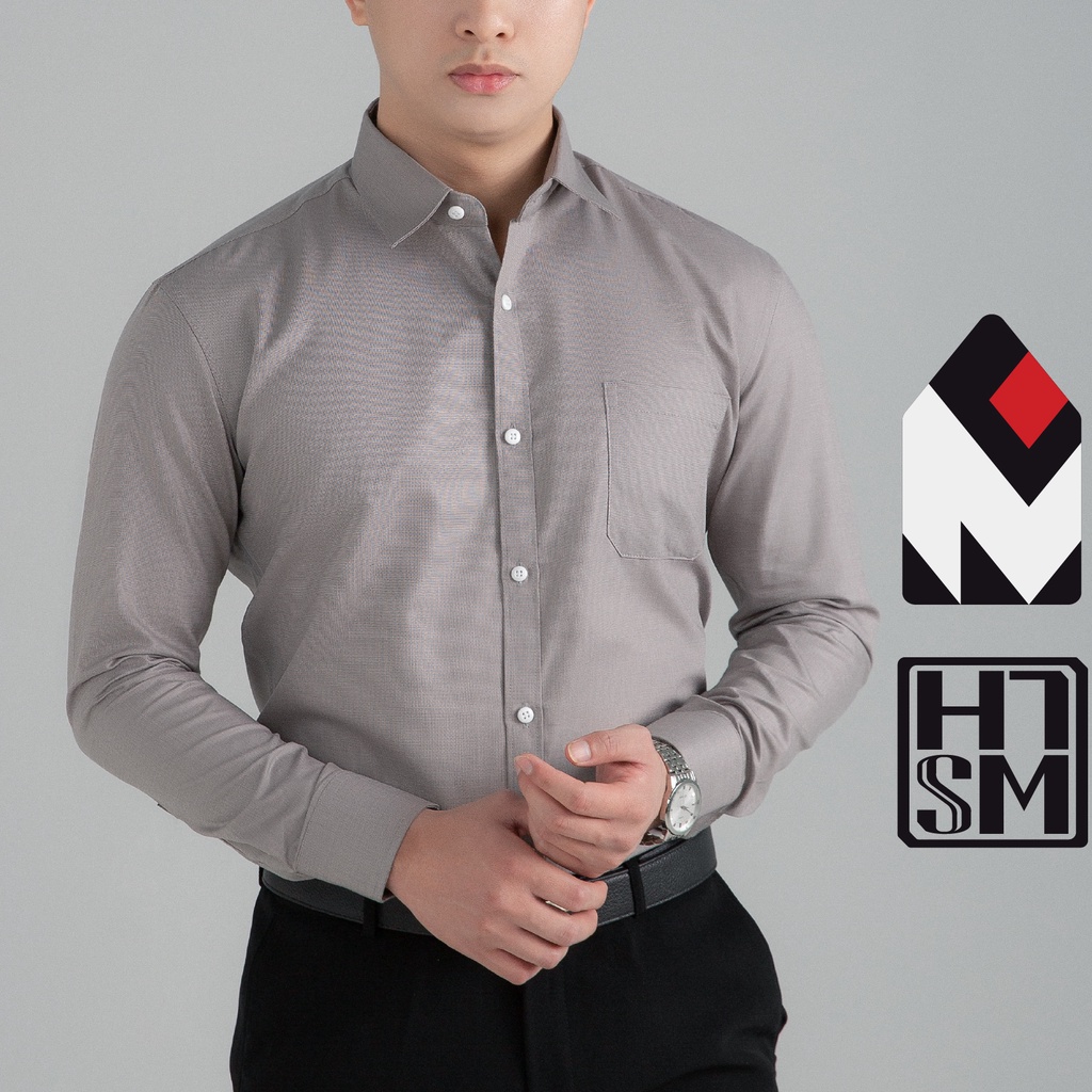 Áo sơ mi nam dài tay HTSM MAGNOR vải Kate oxford 40% cotton cao cấp, cổ bẻ, dáng medium fit công sở có túi ngực