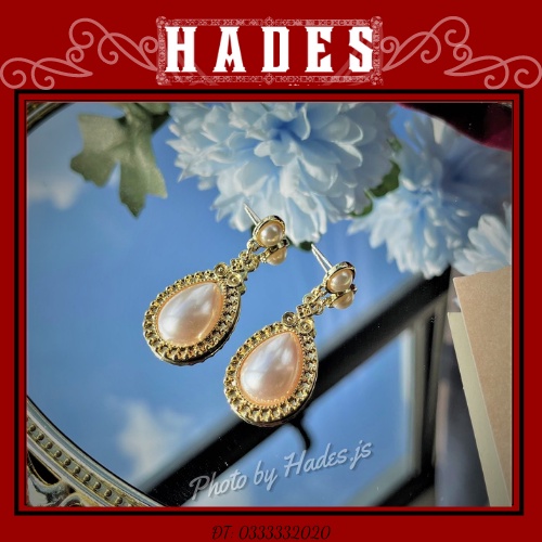 Bông tai ngọc trai nhân tạo cổ điển - hoa tai nữ vintage bản to earrings phụ kiện thời trang Hades.js