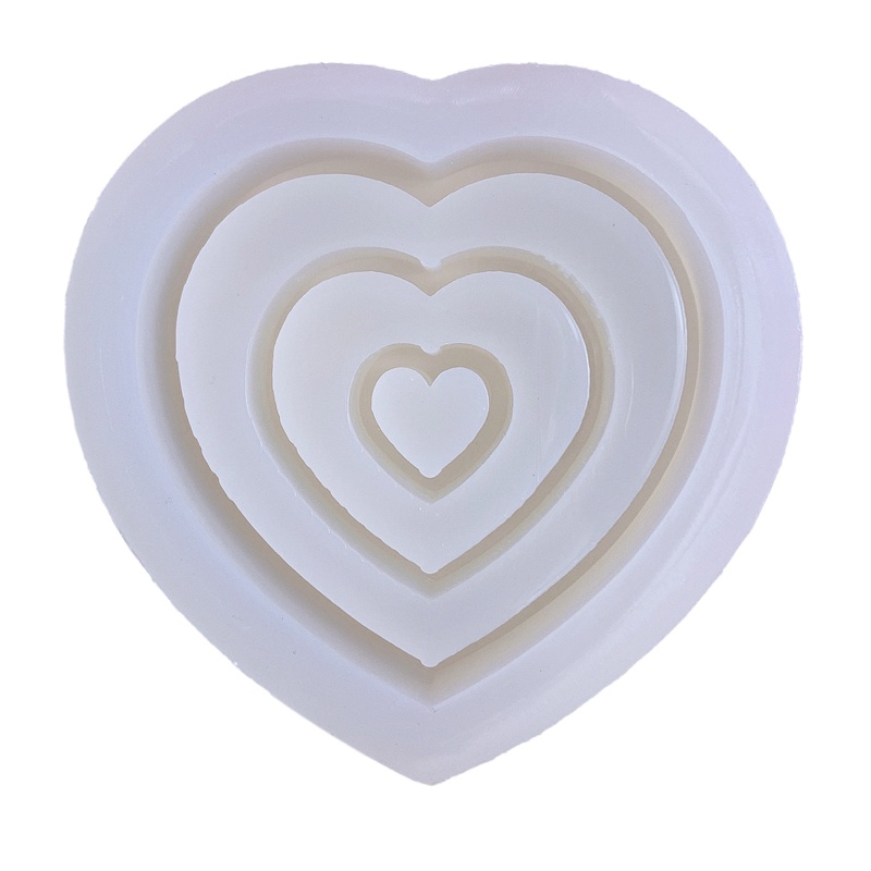 Khuôn Silicone Làm Móc Khóa Epoxy Resin Hình Học Trái Tim Lấp Lánh DIY