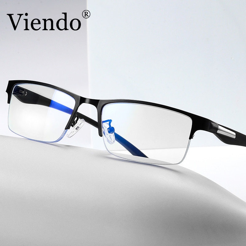 Gọng kính cận nam Viendo nửa gọng đổi màu chống ánh sáng xanh chống tia uv cao cấp thời trang