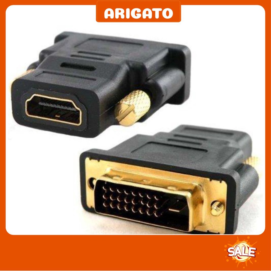 Đầu Chuyển DVI Chuẩn 24+1 Sang HDMI Đầu Đực sang Cái Giá Rẻ ARIGATO