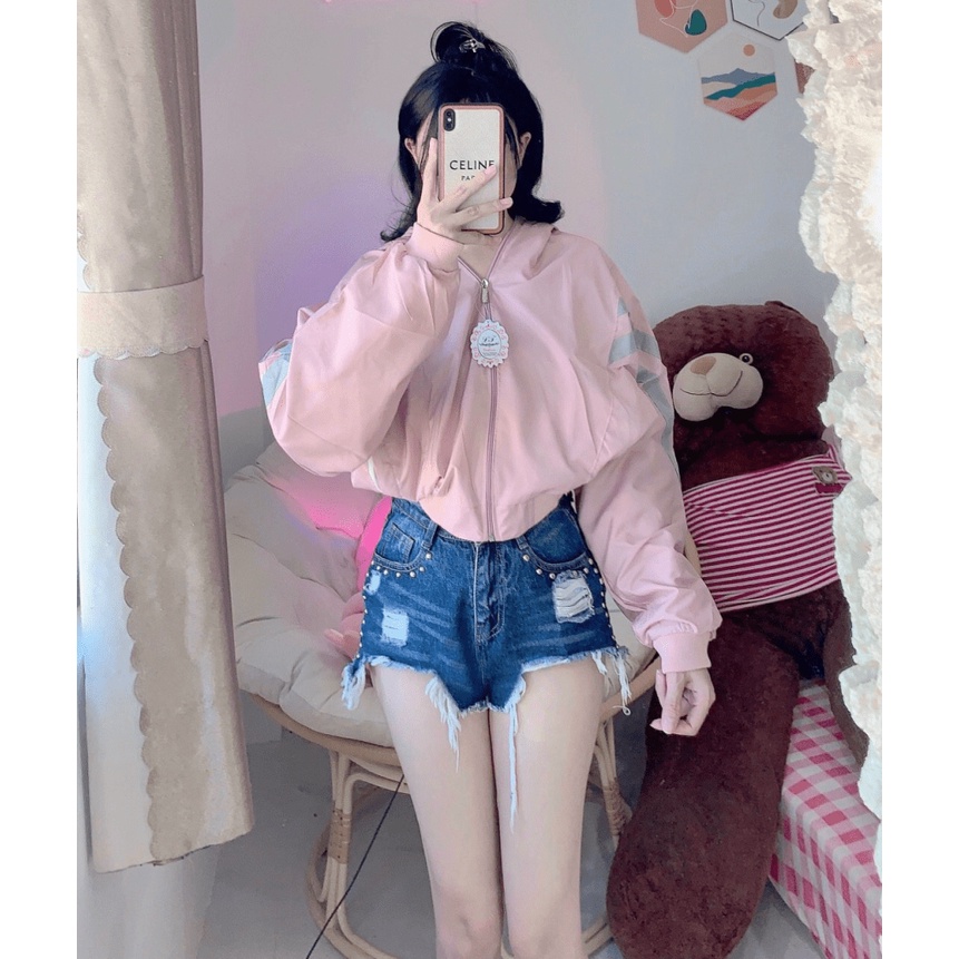 [ HÌNH THẬT 100% ] Áo Khoác Nữ Form Lửng Phối Sọc Mẫu Mới - CLITUS FASHION