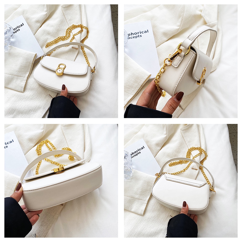 Túi xách nữ đeo chéo hàn quốc sang trọng thời trang dây xích vintage phong hàn quốc cao cấp đen da mềm đơn giản giá rẻ