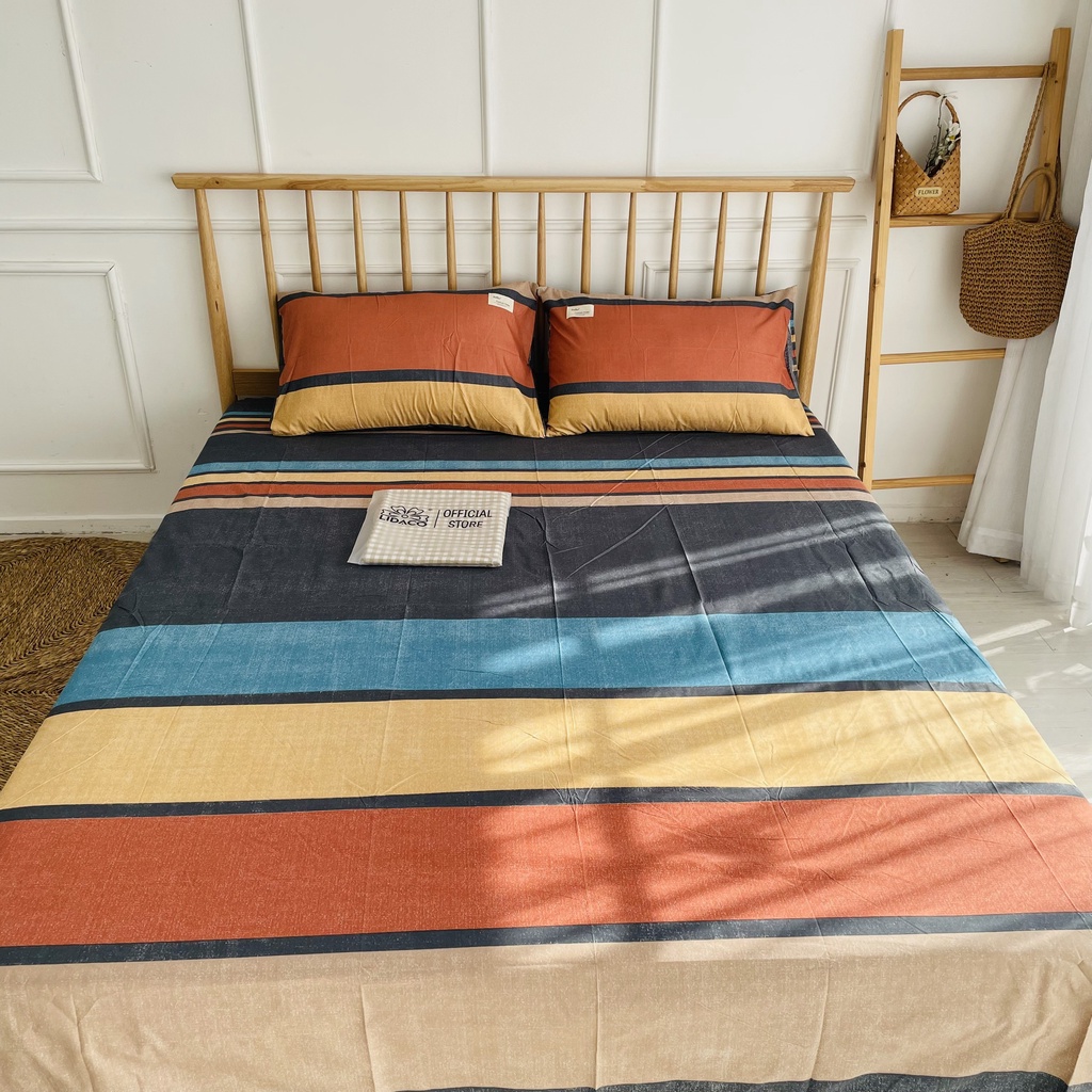 Bộ ga giường cotton lidaco kẻ caro combo 3 món ga bọc chun bao đủ các kích thước nệm