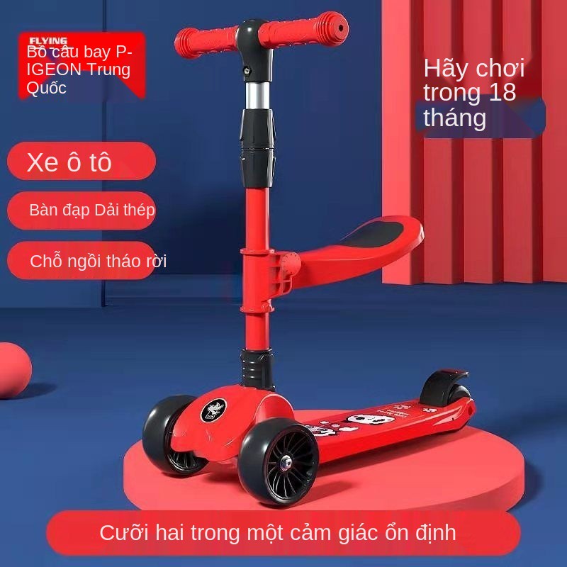 Xe Scooter Chim bồ câu bay Trẻ em 1-2-3-6 tuổi 3 trong 1 có thể cưỡi bé trai và gái