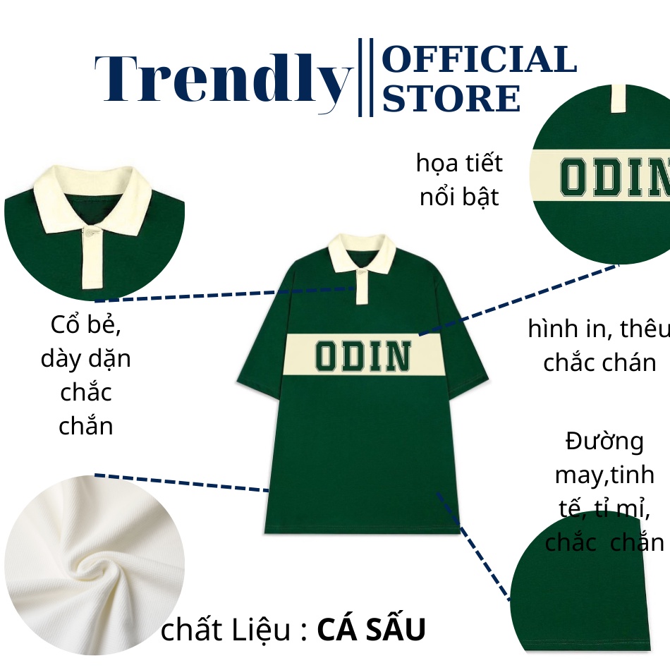 Áo Thun Polo Form Rộng Có Cổ Nam Nữ Chất Cá Sấu Xanh Lá Xanh Rêu Trắng Trơn, Áo Phông Ovesize Nam Nữ In Chữ Odin