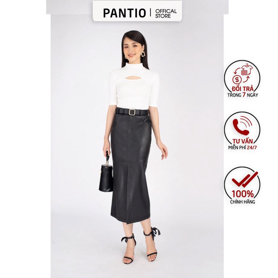 FJD7934 - Chân váy da dáng bút chì cạp rời chiết ly, xẻ phía trước - PANTIO