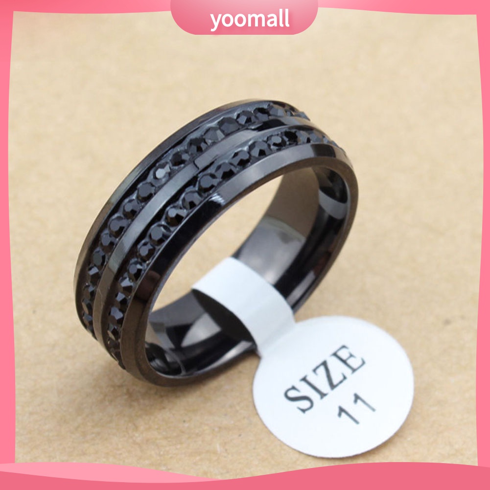 Yomall♡ Nhẫn Unisex ĐíNh Đá BằNg ThéP Không Gỉ MàU Đen