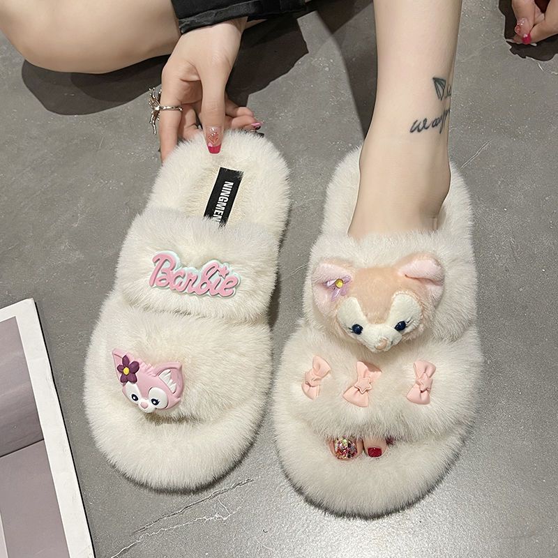 Dép Bông Đi Trong Nhà Đế Dày Chống Trượt Kiểu Dáng Dễ Thương Cho Nữ