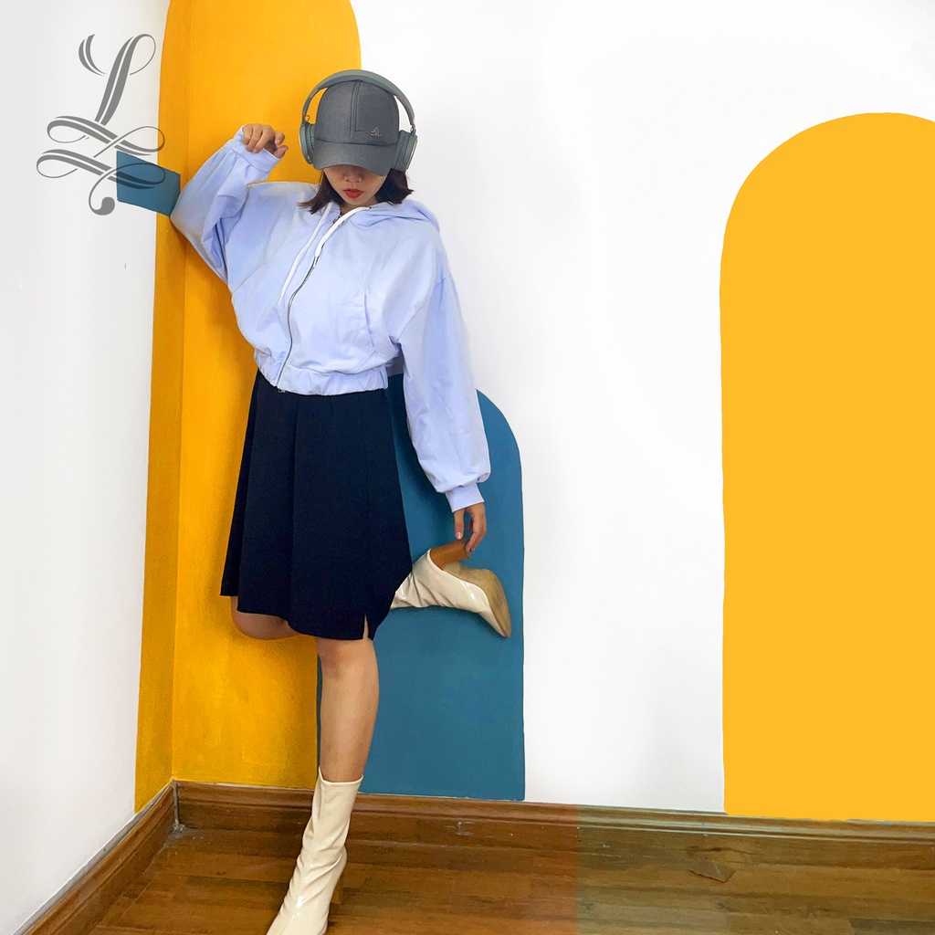 Áo khoác nữ Hoodie, áo khoác nữ ngắn có nón tay phồng dễ thương LALI CRTOP91