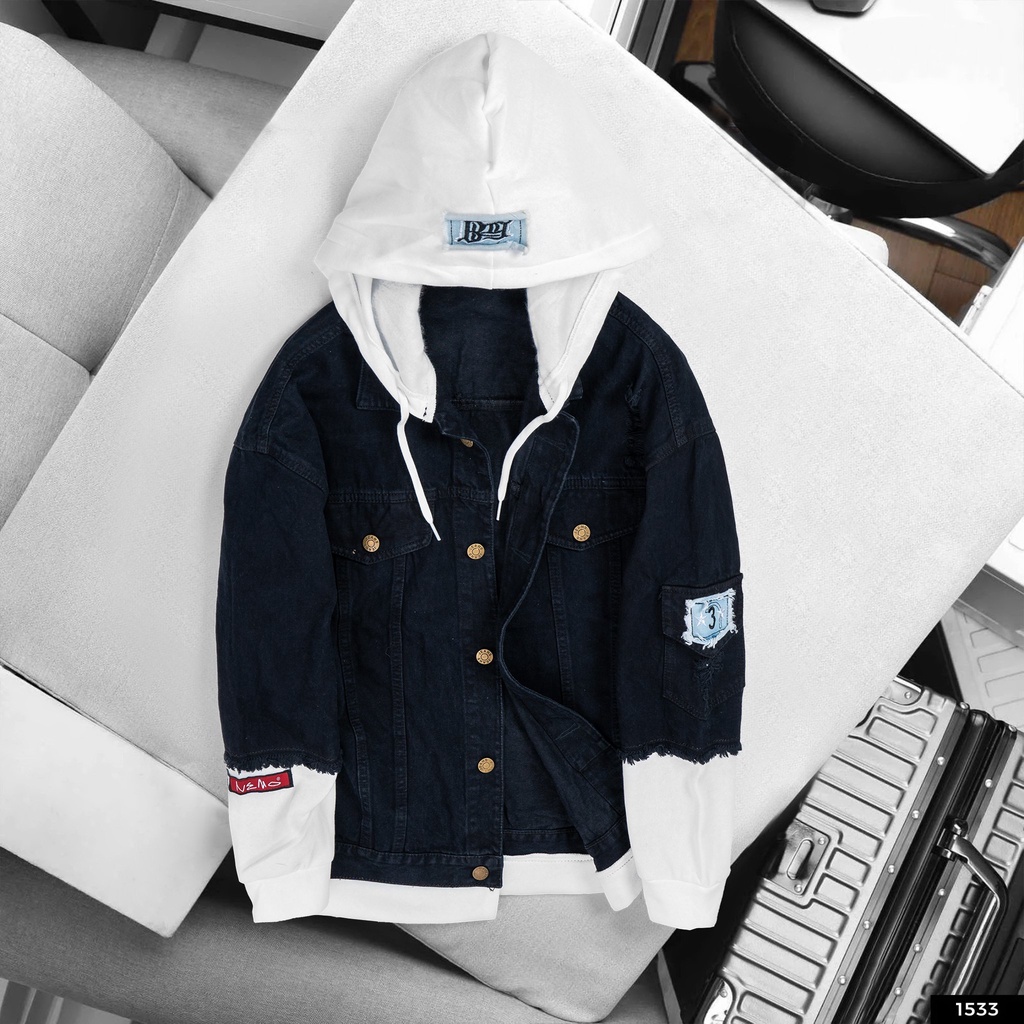 Áo Khoác Jean Nam Có Mũ Jean Cao Cấp Form Rộng Basic Unisex Thời Trang Thương Hiệu PHL Fashion