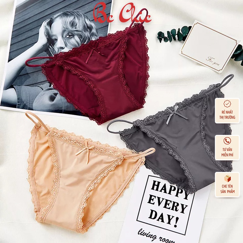 Quần Lót Nữ-Quần Lót Ren thiết kế thoáng mát 2 dây hông đính nơ nhỏ sexy Mã Q 059 BC_CHIC LINGERIE