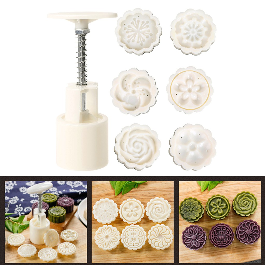 Bộ 6 Khuôn In Làm Bánh Trung Thu 50g Diy
