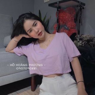 Áo croptop thun cổ tim xinh đẹp