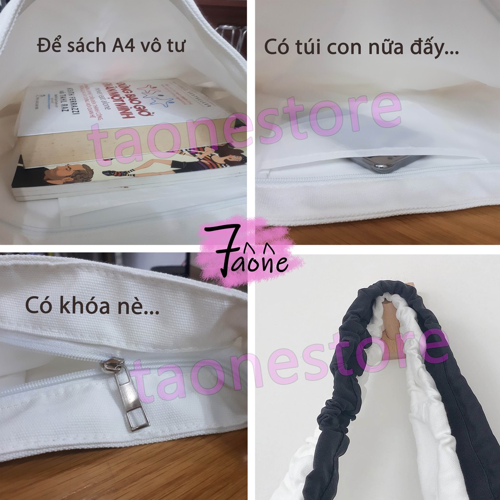 TÚI TOTE DÂY RÚT ĐEO CHÉO ĐỦ MÀU (CÓ KHÓA + TÚI CON) VẢI CANVAS VINTAGE