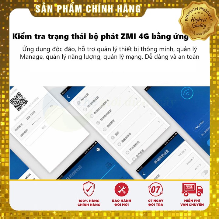 Bộ phát Wifi 4G di động kiêm sạc dự phòng Xiaomi ZMI MF885 - Bảo hành 12 tháng