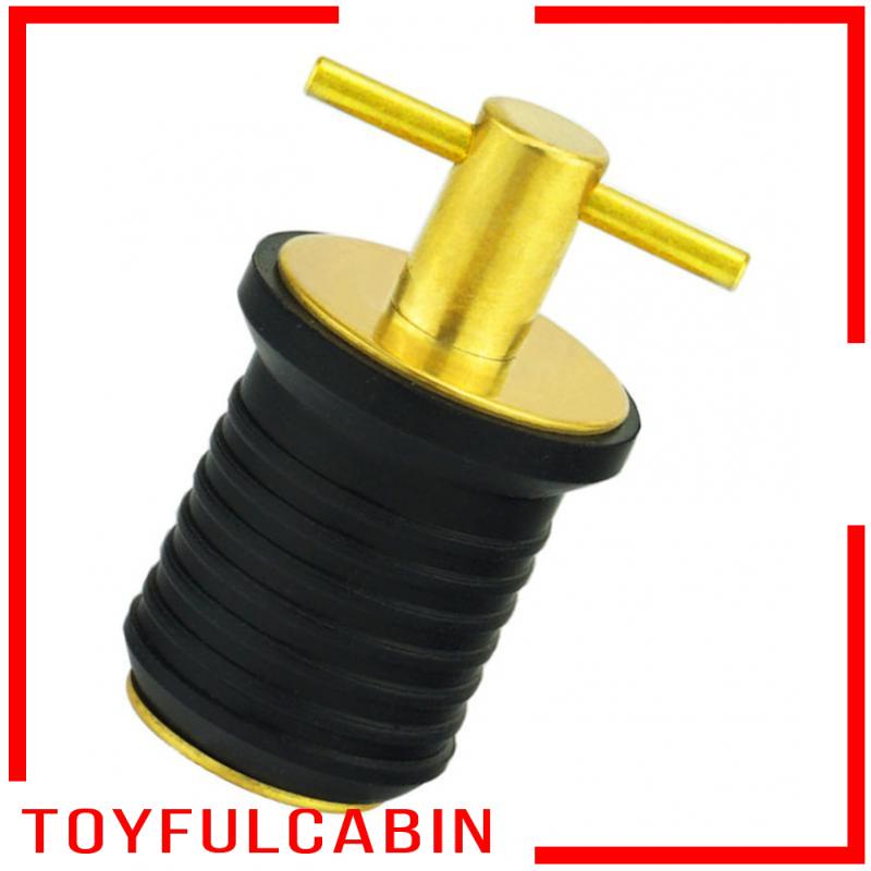 [TOYFULCABIN] 1\" inch New T-Handle TWIST-IN Boat DRAIN PLUG - Brass & Rubber Heavy Duty