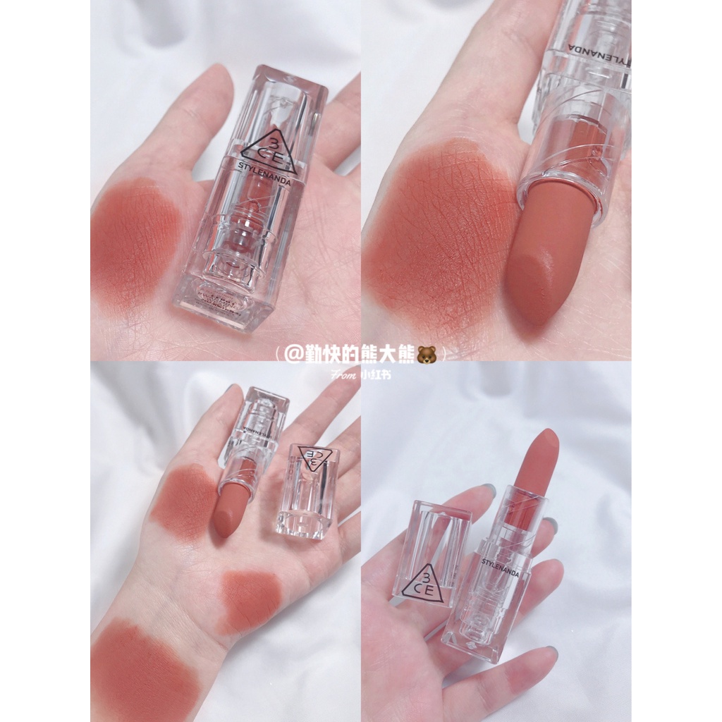 Son môi 3CE Hàn Quốc tông lì vỏ acrylic trong suốt thời trang