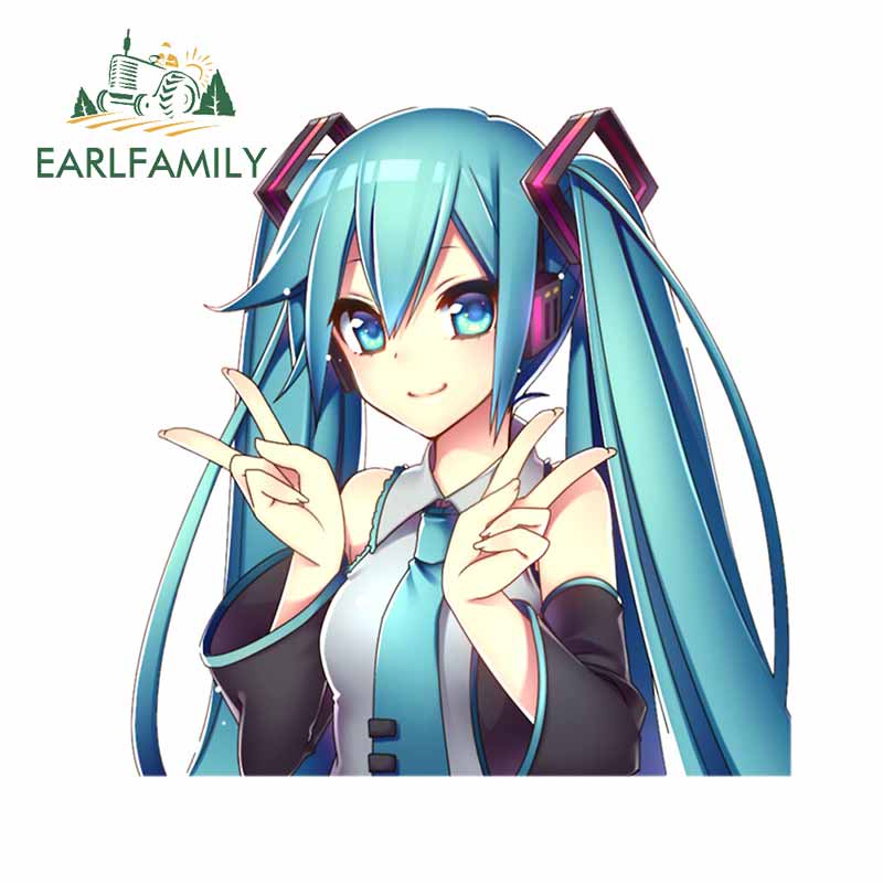 Sticker Dán Cửa Sổ Xe Hơi Chống Nước 13Cmx12.7Cm In Hình Hoạt Hình hatsune miku victory