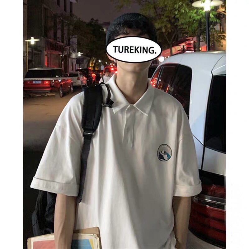 Áo Polo tay lỡ có cổ , form Oversize , hoạ tiết Tureking , phong cách thời trang trẻ trung | BigBuy360 - bigbuy360.vn